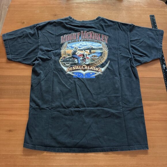Vintage Harley Davidson Flame Pocket Denali Alaska T-Shirt Men's XL/2XL - Picture 2 of 8